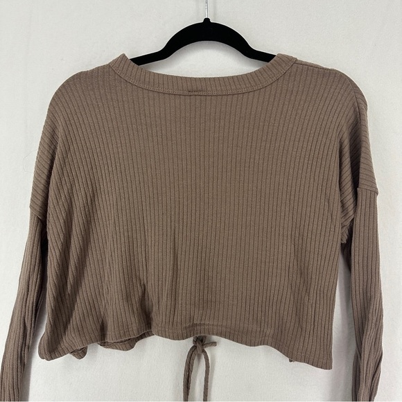 The Classic Cropped Ribbed Front Tie Size M Brown - Picture 8 of 10